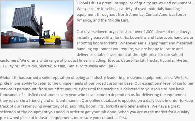 Global Lift Equipment Moreno Valley